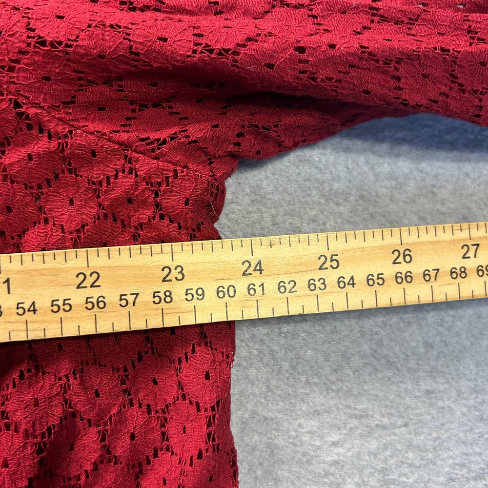 Torrid Lace Blouse Long Sleeve Size 0 Red Romantic Gothic Victorian Crochet Top - Picture 5 of 6